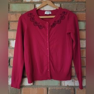 Red cardigan